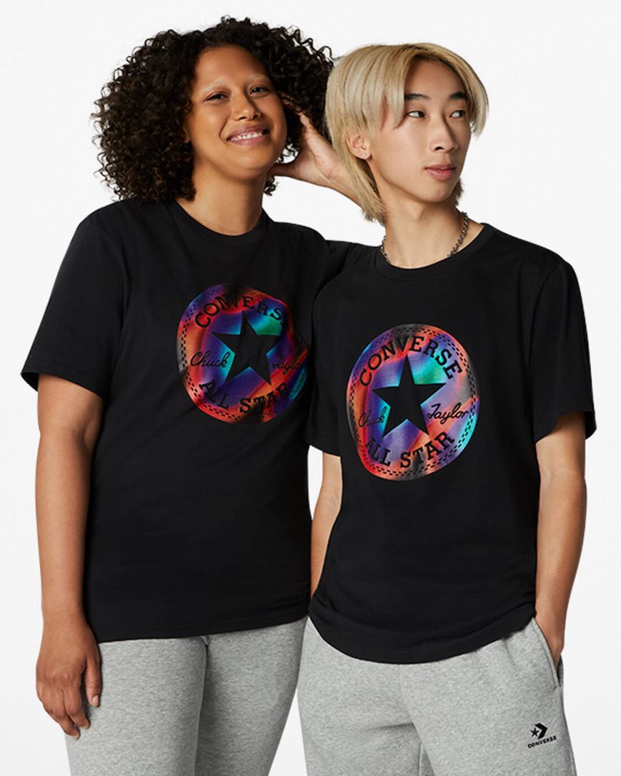 Women\'s Converse Go-To Chuck Taylor Patch Heat Map Standard Fit T-Shirts Black | AU C1850N